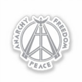 Sticker Anarchie, liberté et paix : Symbole d'anarchie mod (Recto)