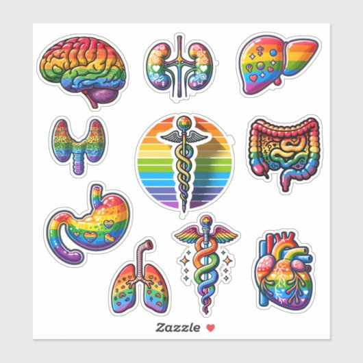 Sticker Anatomie arc-en-ciel (Feuille)