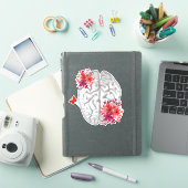 Sticker Anatomie Du Cerveau Humain Avec Fleurs Rouges (Couverture iPad)