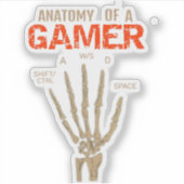 Sticker Anatomie d'un Gamer Skeleton Clavier (Devant)