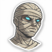 Sticker Ancient Mummy Head - Glowing Blue Eyes Vector Art (Recto)