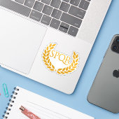 Sticker Ancient Rome SPQR Golden Laurel Wreath - Symbol (Ordinateur portable avec iPhone)