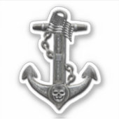 Sticker Ancrage métallique chrome pirate thème nautique (Devant)