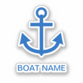 Sticker Ancre Bleu Personnalisé Votre Nom De Bateau (Recto)
