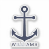 Sticker Ancre bleue marine et nom personnalisé (Devant)