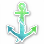 Sticker Ancre d'aquarelle marine verte et bleue (Devant)