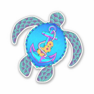 Sticker Ancre de tortue de plage côtière