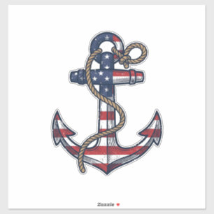 Sticker Ancre Patriotique Design Vectoriel Vintage_1