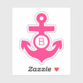 Sticker Ancre rose Personnalisé Monogramme Vinyle Nautique (Feuille)