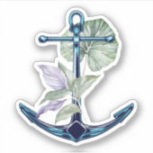 Sticker Ancre tropicale avec Plantes et fleurs (Devant)