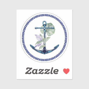 Sticker Ancre tropicale avec Plantes et fleurs