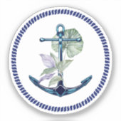 Sticker Ancre tropicale avec Plantes et fleurs (Recto)