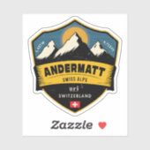 Sticker Andermatt, Alpes suisses, Suisse (Feuille)
