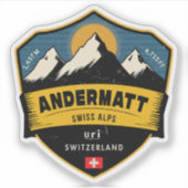 Sticker Andermatt, Alpes suisses, Suisse (Devant)