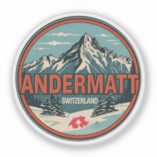 Sticker Andermatt Vintage ski Suisse Alpes suisses cadeaux