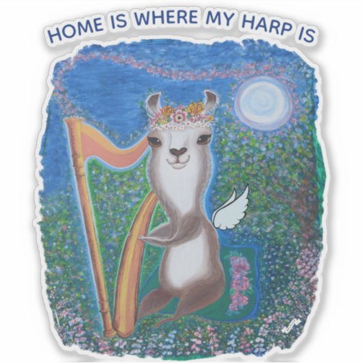 Sticker Ange de la Lune à la Harpe (Devant)