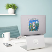 Sticker Ange de la Lune à la Harpe (Ordinateur portable sur le bureau)