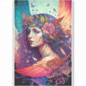 Sticker Ange fée colorée ailes Imaginaire Art (Devant)