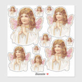 Sticker Ange victorien doux prier les mains contour (Feuille)