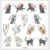 Sticker Angel Kitties avec ailes (Feuille)