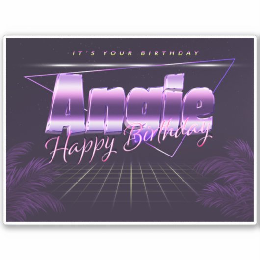 Sticker Angie Nom Prénom lila retro Broer (Devant)