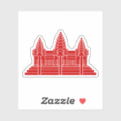 Sticker Angkor Vat Cambodgien / Drapeau Khmer (Feuille)