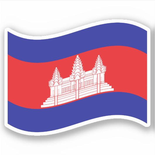 Sticker Angkor Vat Drapeau Cambodgien Vague (Devant)
