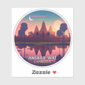 Sticker Angkor Wat Sunrise Cambodge Siem Reap Retro (Feuille)