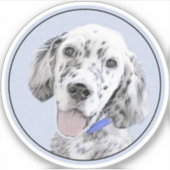 Sticker Anglais Setter Blue Belton Peinture Chien Art (Devant)