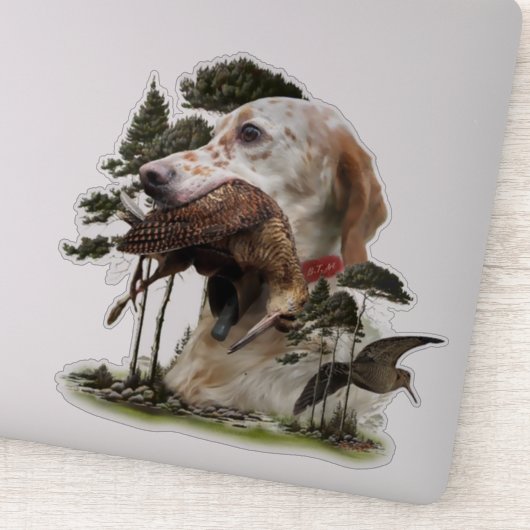 Sticker Anglais Setter, chasse à la bécasse (Détail)