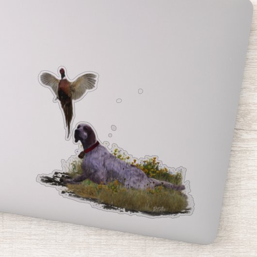 Sticker Anglais Setter, Chasse de faisan (Détail)