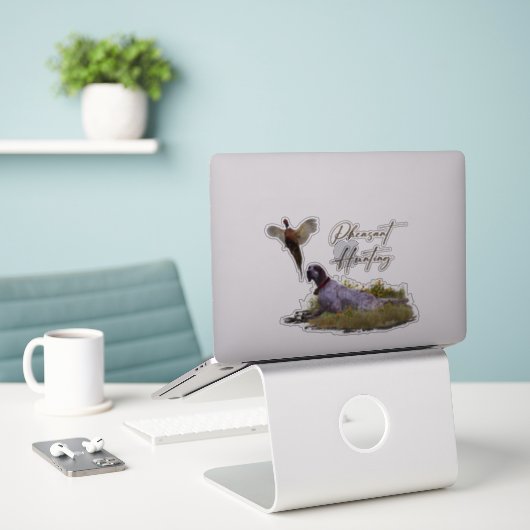 Sticker Anglais Setter, Chasse de faisan (Ordinateur portable sur le bureau)