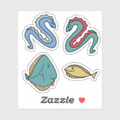 Sticker anguilles et poissons (Feuille)