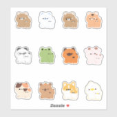 Sticker Animal mignon avec Plushie (Feuille)