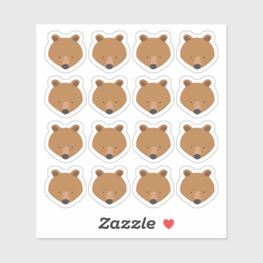 Sticker Animal mignon du visage de l'ours (Feuille)