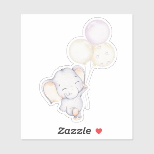 Sticker animal petit éléphant mignon (Feuille)