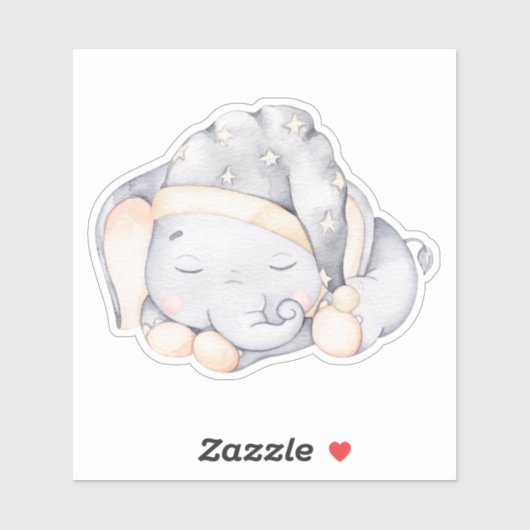 Sticker animal petit éléphant mignon (Feuille)