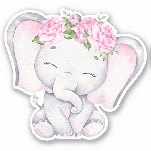 Sticker animal petit éléphant mignon (Devant)