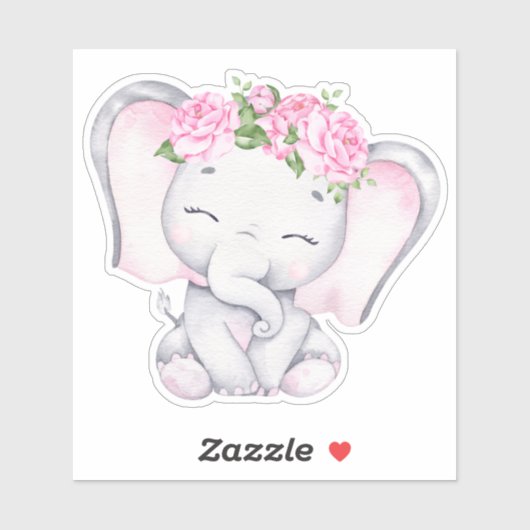 Sticker animal petit éléphant mignon (Feuille)