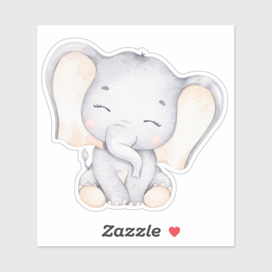 Sticker animal petit éléphant mignon (Feuille)