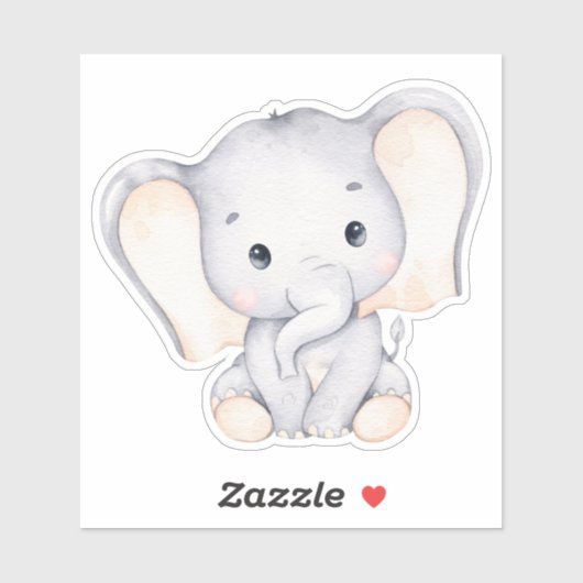 Sticker animal petit éléphant mignon (Feuille)