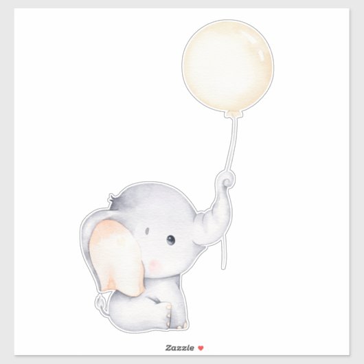 Sticker animal petit éléphant mignon (Feuille)