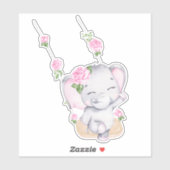 Sticker animal petit éléphant mignon (Feuille)