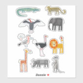 Sticker Animal Safari de la faune africaine (Feuille)
