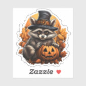 Sticker Animal sauvage avec dessin Citrouille Halloween Ra (Feuille)