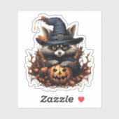 Sticker Animal sauvage avec dessin Citrouille Halloween Ra (Feuille)
