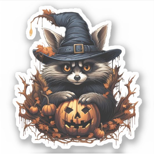 Sticker Animal sauvage avec dessin Citrouille Halloween Ra (Devant)