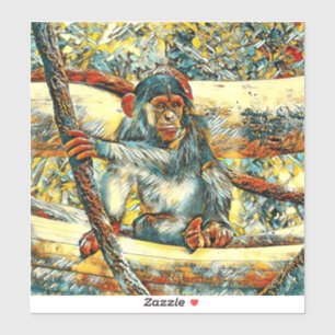 Sticker AnimalArt_Chimpanzée_011