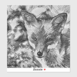 Sticker AnimalArtBW_Fox_001