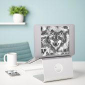 Sticker AnimalArtBW_Wolf_001 (Ordinateur portable sur le bureau)